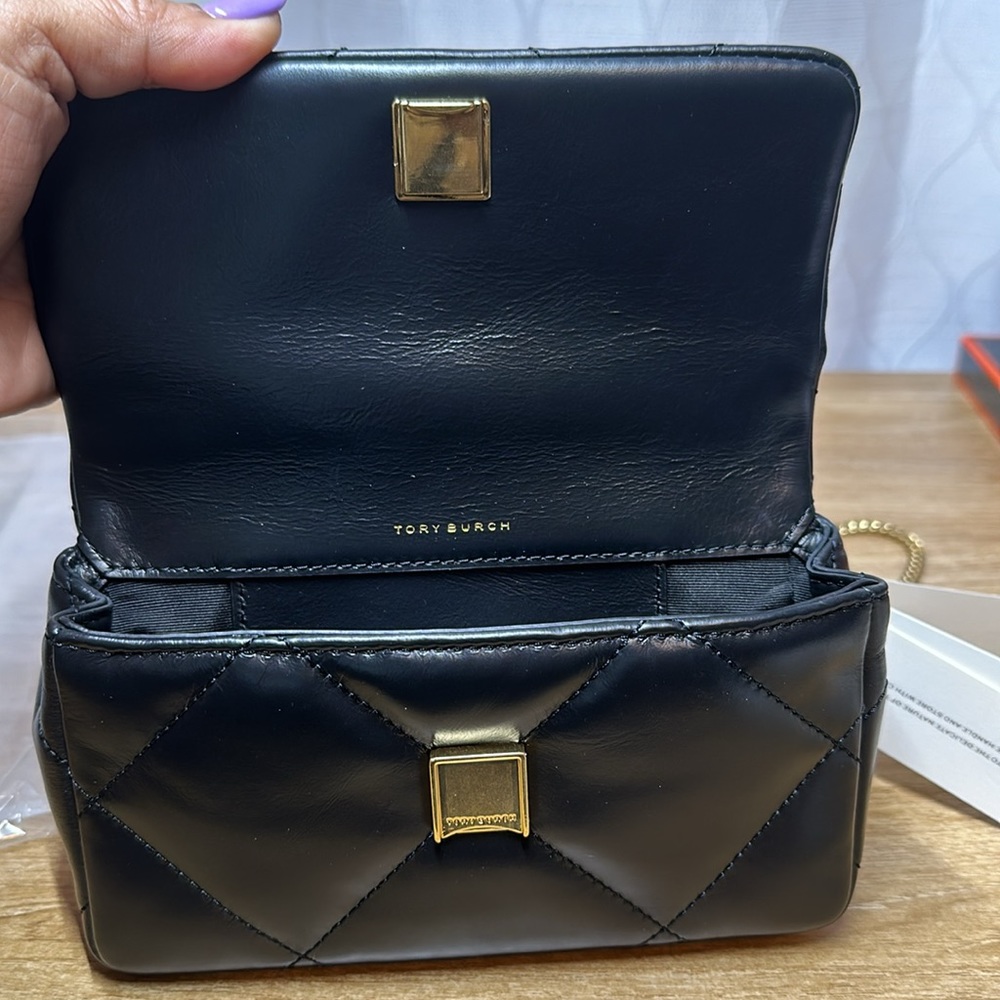 Tory Burch Black Diamond Quilt Kira Small Shoulder Bag H: 3.9" , L: 6.9",D: 1.8" - Picture 6 of 7
